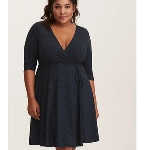 Torrid- dark blue faux wrap dress, Torrid size 2